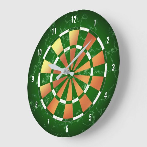 Green White Marble Copper Foil Dartboard Style Large Clock