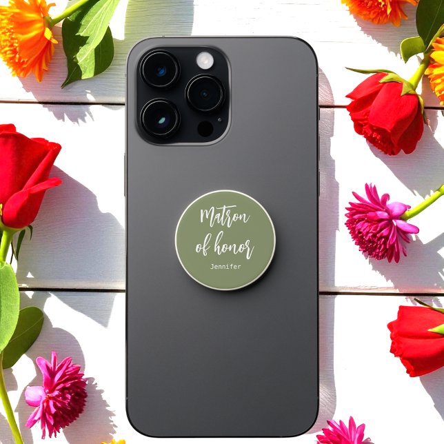 Green White Matron of Honor Bridesmaid Wedding  PopSocket (Creator Uploaded)