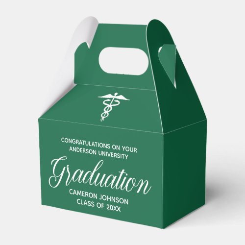 Green White Medical School Graduation Party Favor Boxes