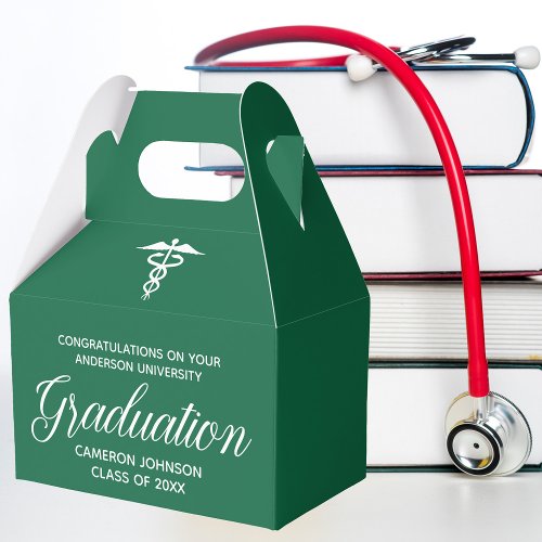 Green White Medical School Graduation Party Favor Boxes