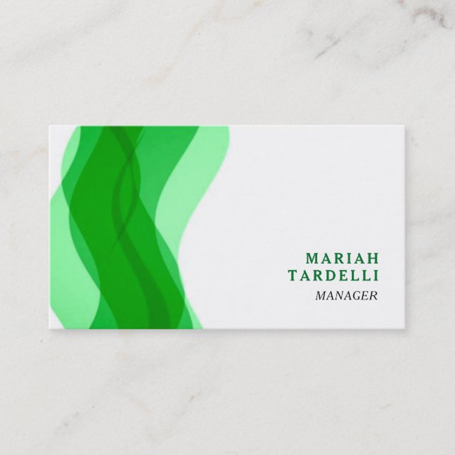 Green White Minimalist Elegant Chic Plain Business Card (Front)