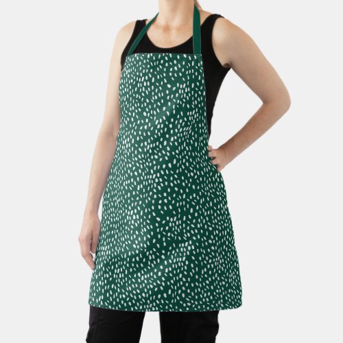 Green  White Modern Dot Pattern Apron