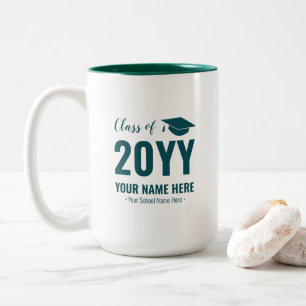 Green & White   Modern Graduation Gift Custom Mug