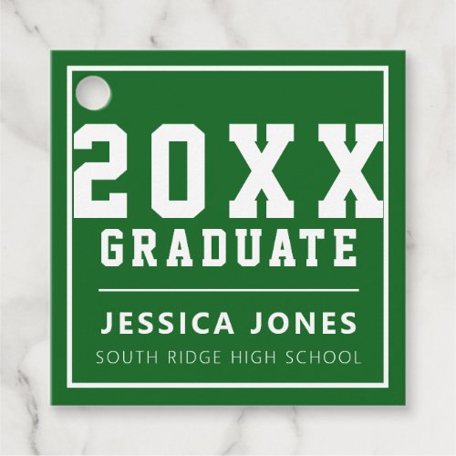 Green  White Modern Varsity  Class of 2021 Favor Tags
