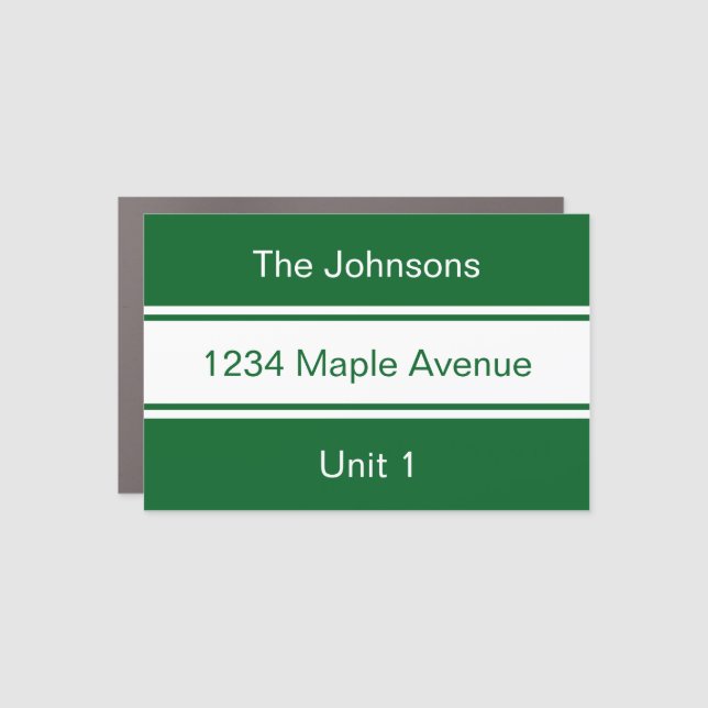 Green White Name Address Unit Number Mailbox Decal (Front)