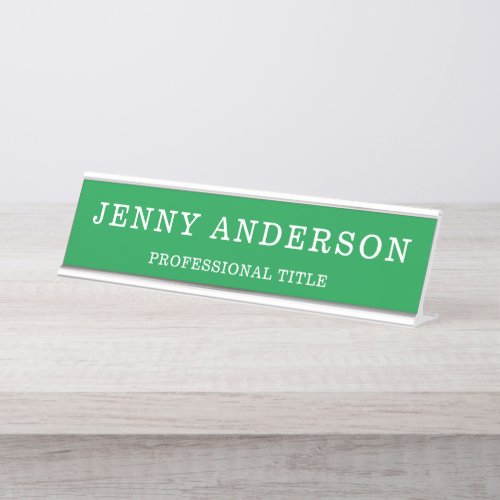 Green White Name and Title Desk Name Plate
