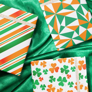 Green White Orange Irish Party Ireland St Patricks Wrapping Paper Sheets