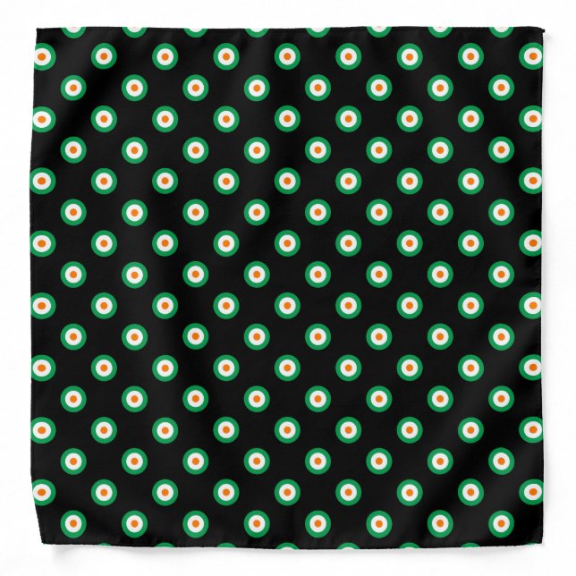 Green White Orange Polka Dot Pattern Bandana (Front)