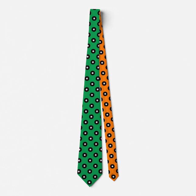 Green White Orange Polka Dot Pattern Neck Tie (Front)