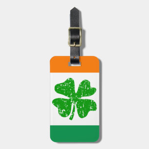 Green white orange shamrock luggage tag for travel