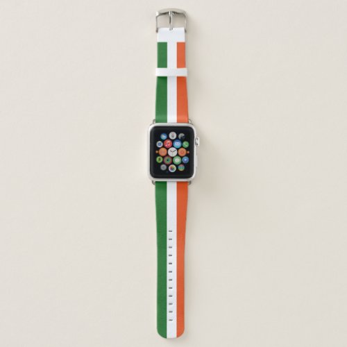 Green White Orange Striped Custom Apple Watch Band