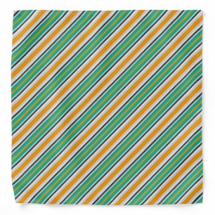 Green White Orange Striped Pattern Bandana