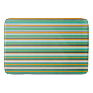 Green White Orange Striped Pattern Bathroom Mat