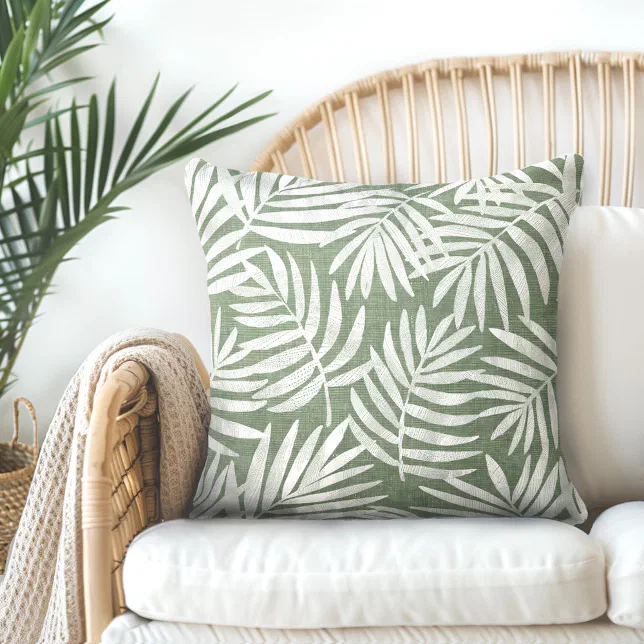 Stunning Luxury Eco Green Throw Pillows With Leaf image