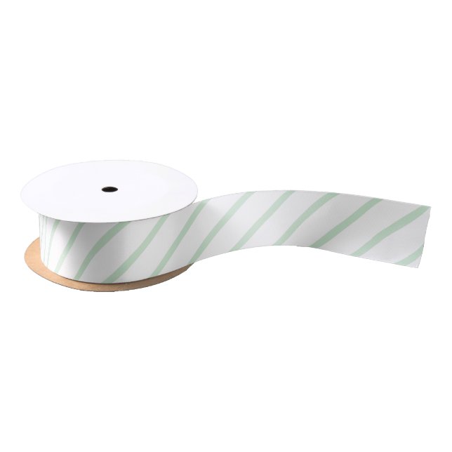 Green White Pastel Stripes Satin Ribbon (Spool)