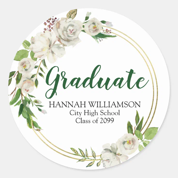 Green White Personalized Graduation Envelope Seal | Zazzle