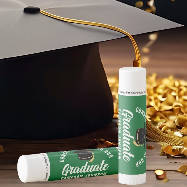 Green White Personalized Graduation Party Lip Balm (Creator Uploaded)