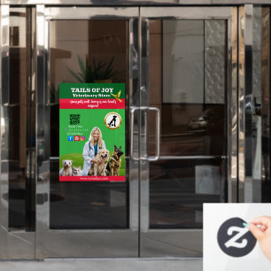 Green White Pet Store Business Window Cling