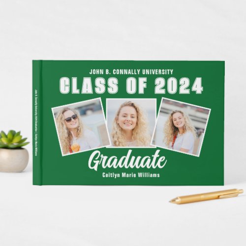 Green White Photo Class of 2024 Graduation Guest Book