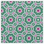 Green White &amp; Pink Moroccan Geometric Pattern Fabric