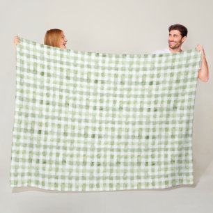 Green White Plaid   Fleece Blanket