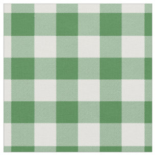 Green & White Plaid Gingham Fabric