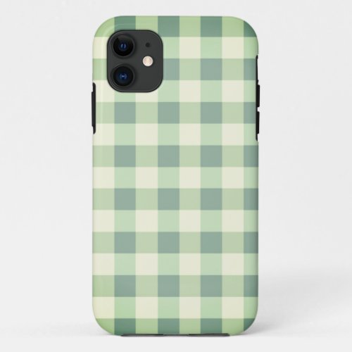 Green  White Plaid Gingham Pretty iPhone 11 Case