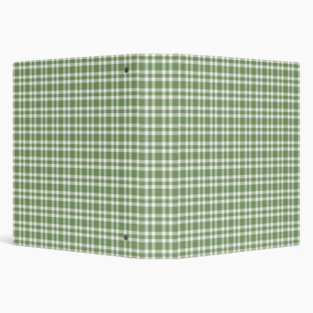 Green White Plaid Pattern 3 Ring Binder (Background)