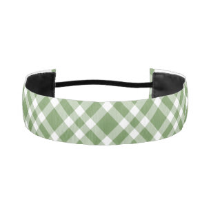 Green White Plaid Pattern Athletic Headband