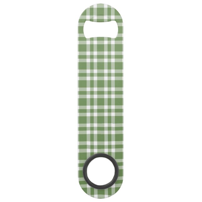 Green White Plaid Pattern Bar Key (Front)
