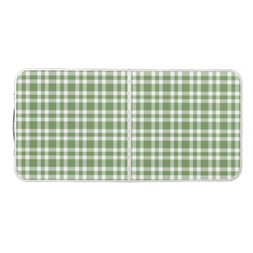 Green White Plaid Pattern Beer Pong Table