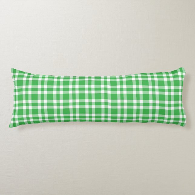 Green White Plaid Pattern Body Pillow (Front)