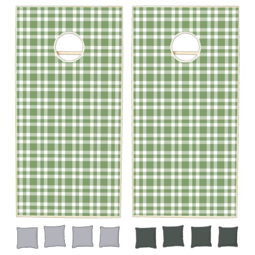 Green White Plaid Pattern Cornhole Set