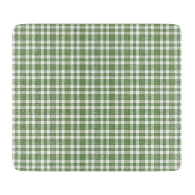 Green White Plaid Pattern Cutting Board (Front)