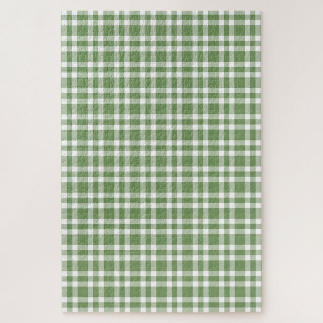 Green White Plaid Pattern Jigsaw Puzzle (Vertical)
