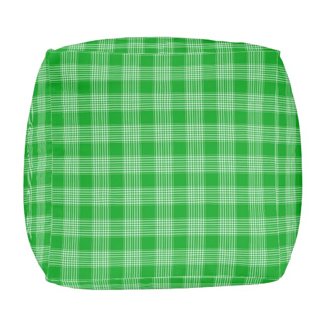 Green & White Plaid Pouf (Bottom)
