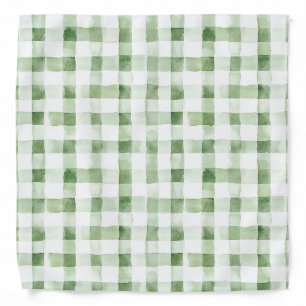Green White Plaid Stripes   Bandana