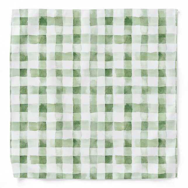 Green White Plaid Stripes   Bandana (Front)