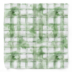 Green White Plaid Stripes   Bandana
