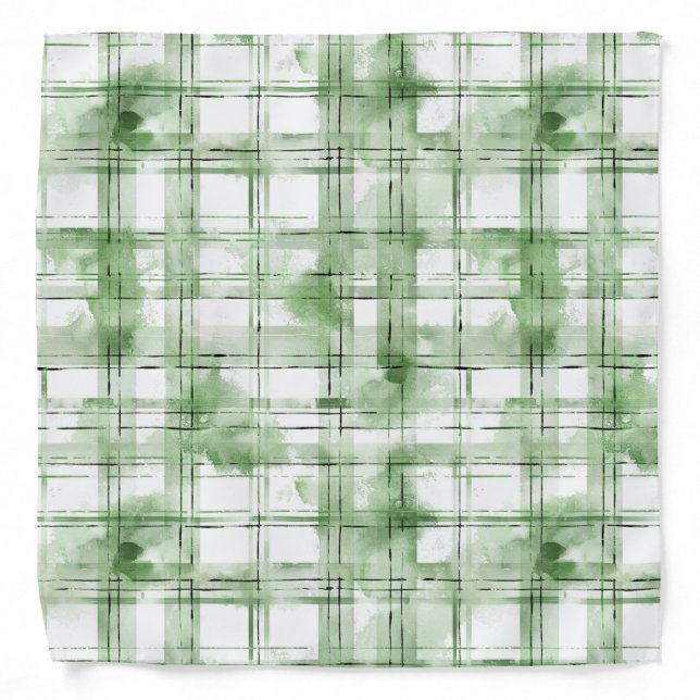 Green White Plaid Stripes   Bandana (Front)