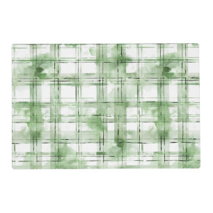 Green White Plaid Stripes Birthday Placemat