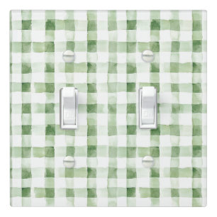 Green White Plaid Stripes   Light Switch Cover