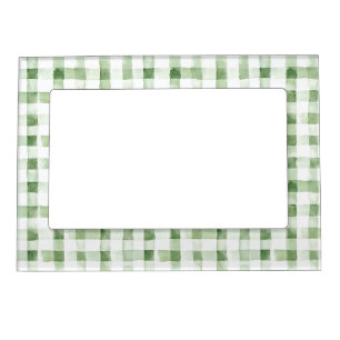 Green White Plaid Stripes   Magnetic Frame