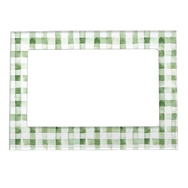 Green White Plaid Stripes   Magnetic Frame (Front)