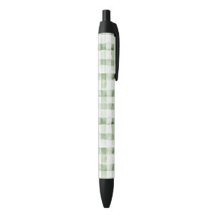 Green White Plaid Stripes Pen