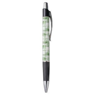 Green White Plaid Stripes Pen