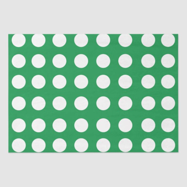 Green White Polka Dot Classic Elegant Tissue Paper (Front)