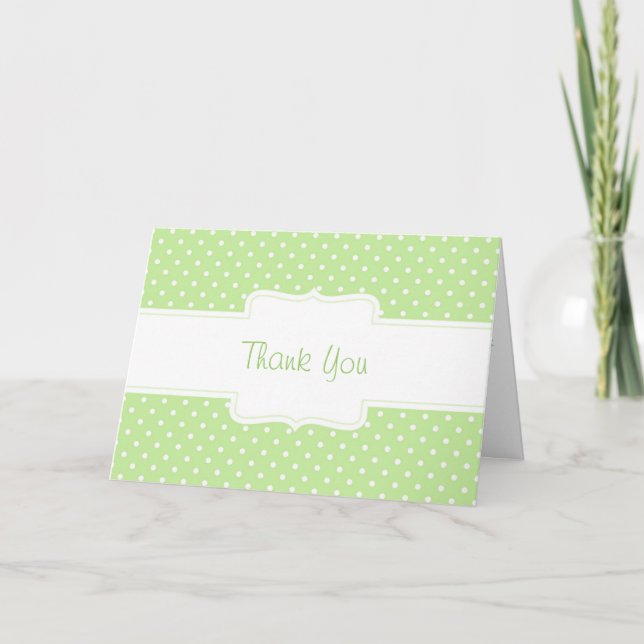 Green & White Polka Dot Custom Greeting Card (Front)