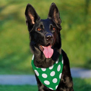 Green White Polka Dot Dogs Pets Retro Pet Bandana Collar