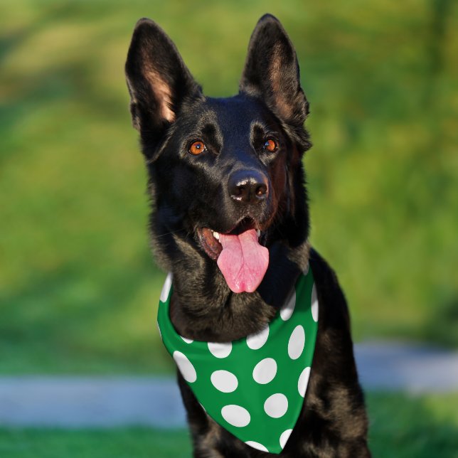 Green White Polka Dot Dogs Pets Retro Pet Bandana Collar (Dog)